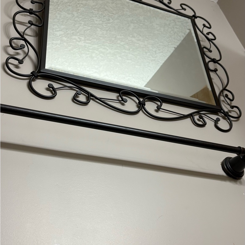 Elegant Black Wrought Iron Wall Mirror